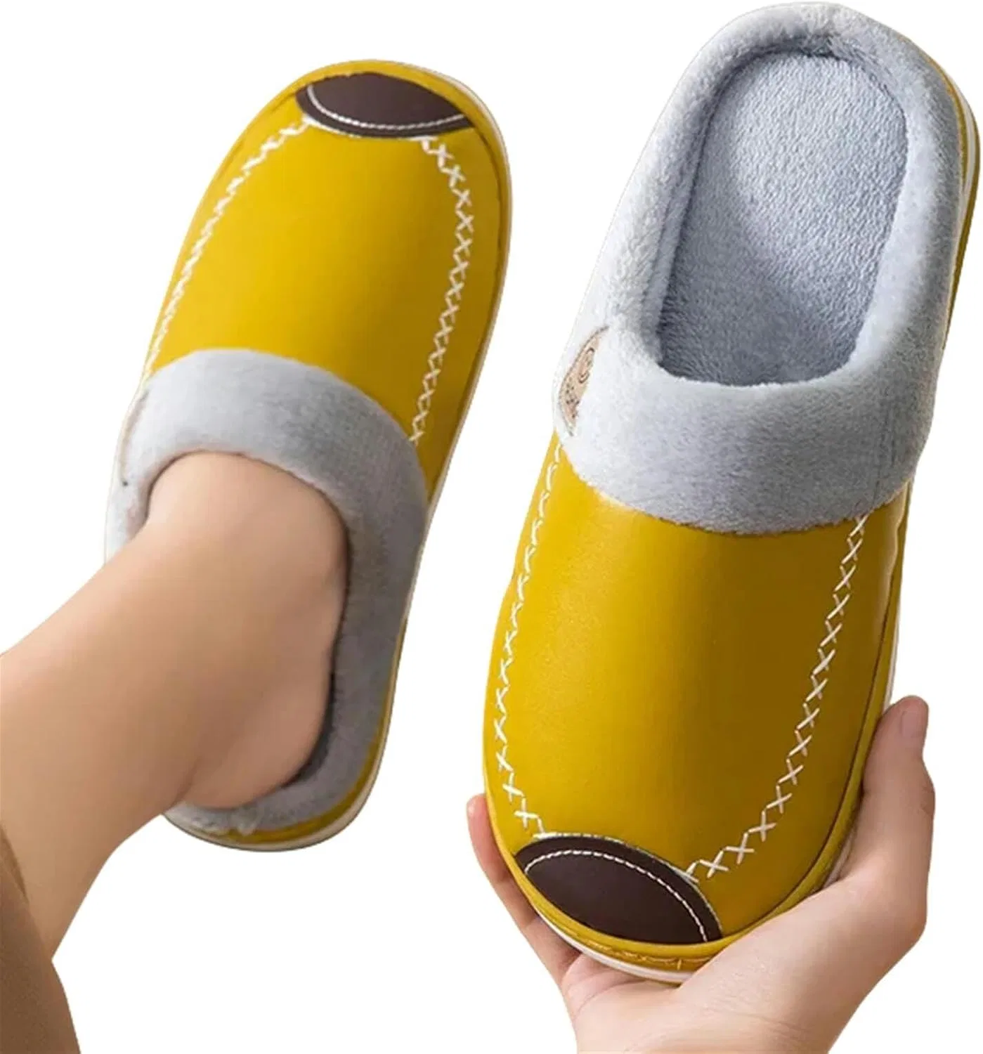 Зимние теплые домашние хлопковые тапочки для мужчин и женщин BOQUN, Yellow