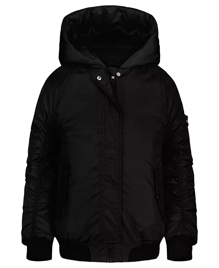 

Детская худи-куртка-бомбер с длинным рукавом для девочек 7-16 лет Calvin Klein, черный