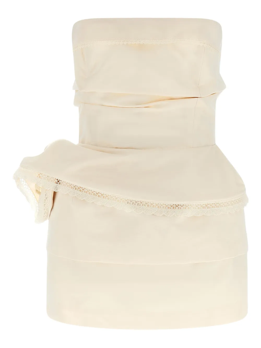 

Мини-платье с кружевом и драпировкой в ​​виде цветка Magda Butrym, нейтральный