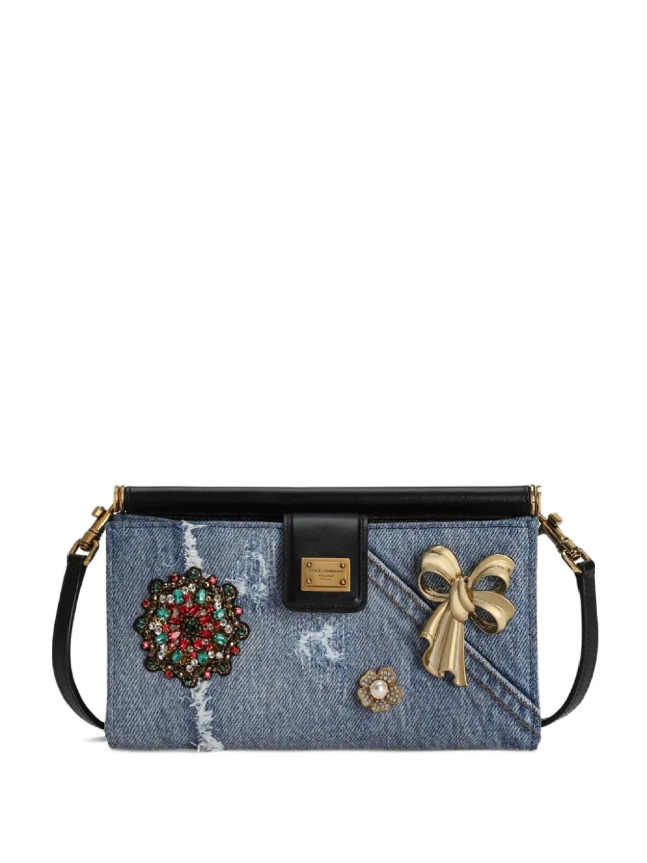 

Dolce & Gabbana джинсовая мини-сумка с нашивкой, синий