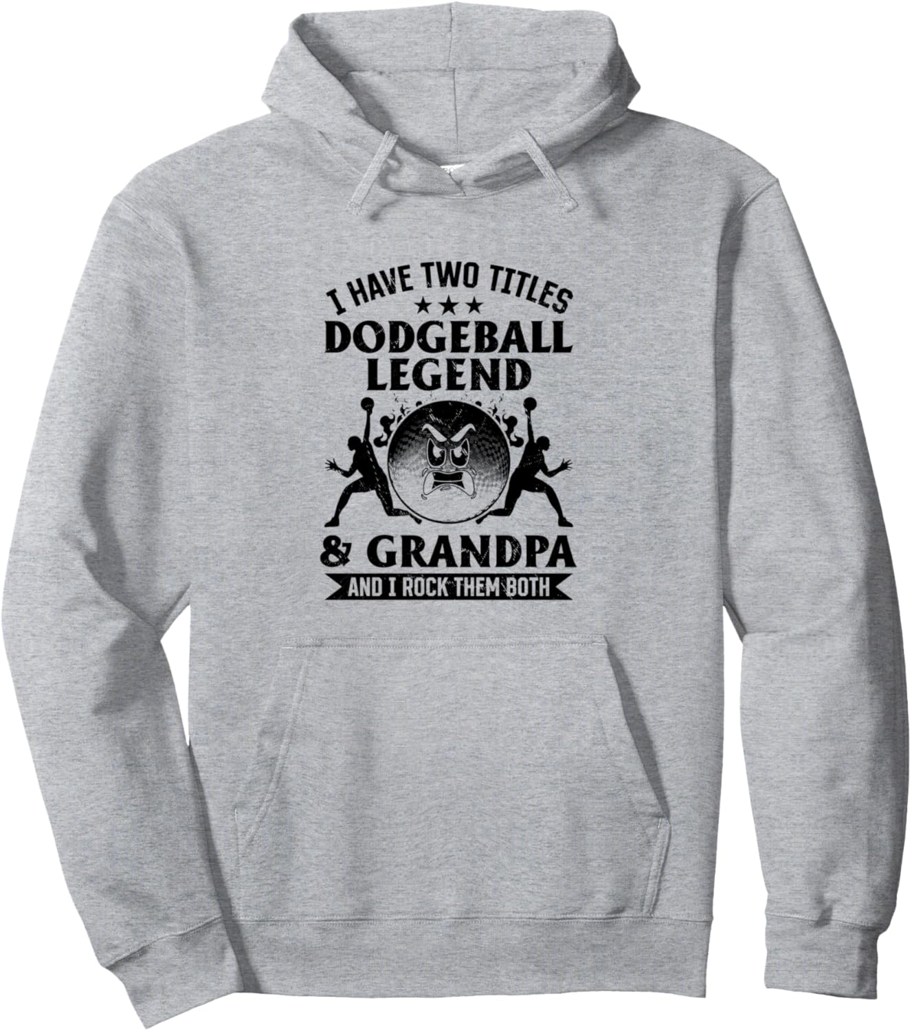 

Толстовка, У меня два титула: Легенда вышибалы и Дедушка в толстовке с надписью «Вышибалы» Grandpa Dodgeball Player, серый