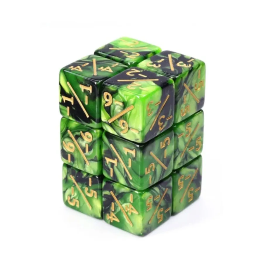 

-1/-1 зеленые и черные жетоны магии (8), Dice Counters (Foam Brain Games)