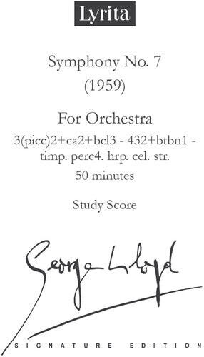 

CD диск Lloyd, George: Lloyd: Symphony No. 7 - Study Score