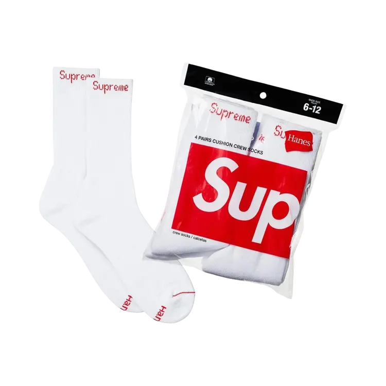 

Носки Supreme x Hanes Crew Socks (4 Pack), белый