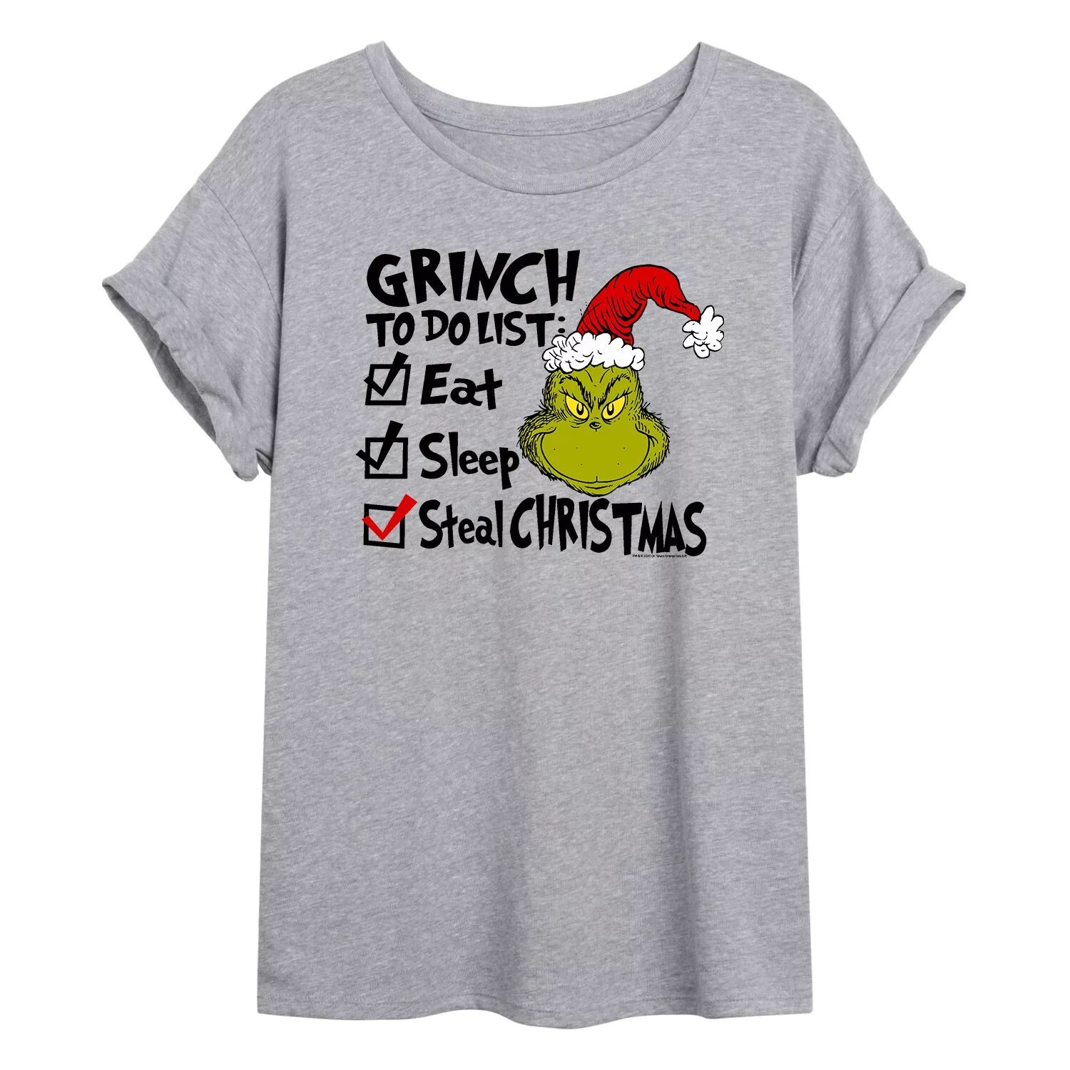 

Размерная футболка с рисунком Dr. Seuss Grinch List для юниоров Licensed Character