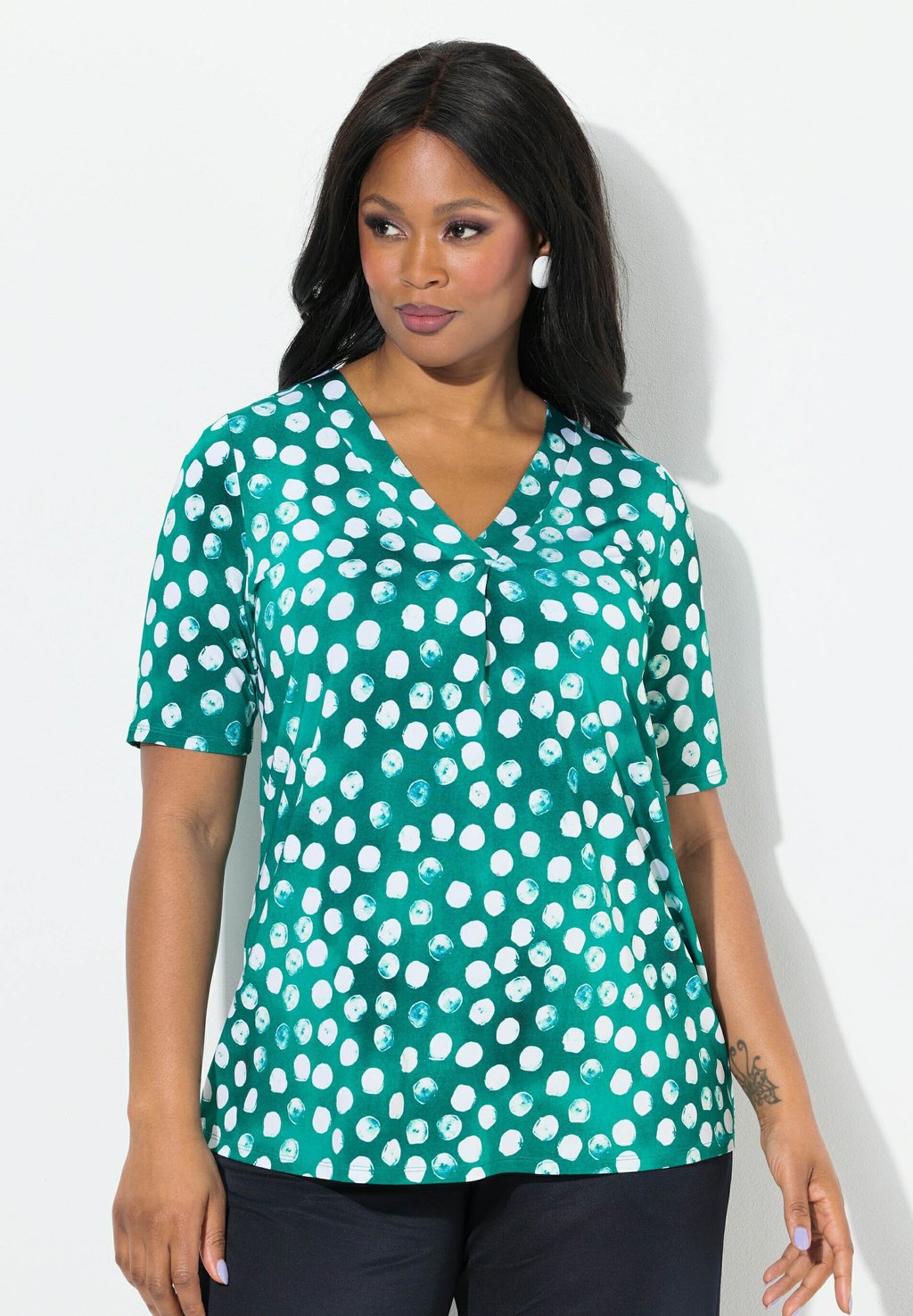 

Футболка с принтом POLKA DOT SHORT SLEEVE Ulla Popken, сине-зеленый