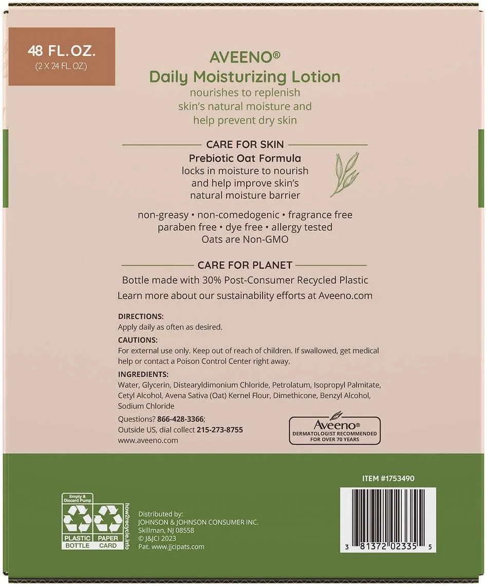 Лосьон для тела Aveeno Daily Moisturizing для сухой кожи, 2x709 мл — фото 2