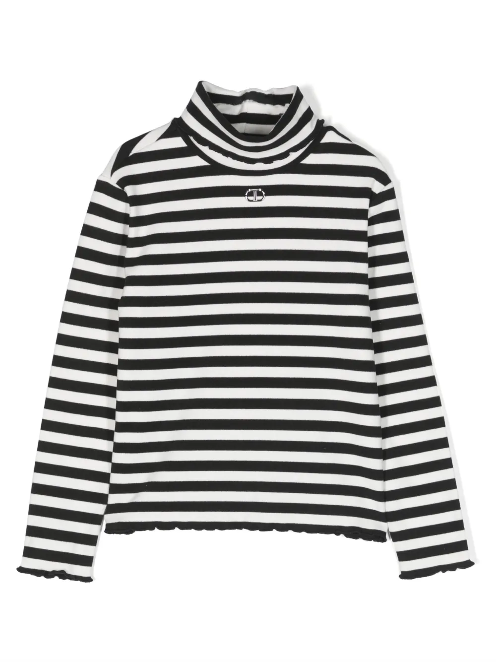 

Полосатый топ с высоким воротником TWINSET Kids, черный