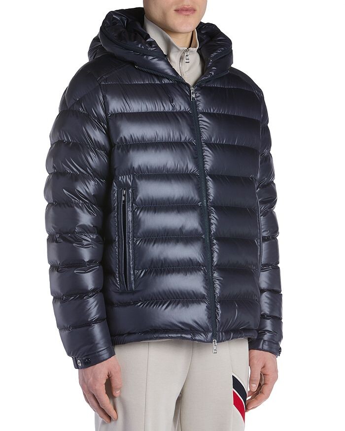 

Moncler Besines Нейлоновый пуховик с капюшоном, синий