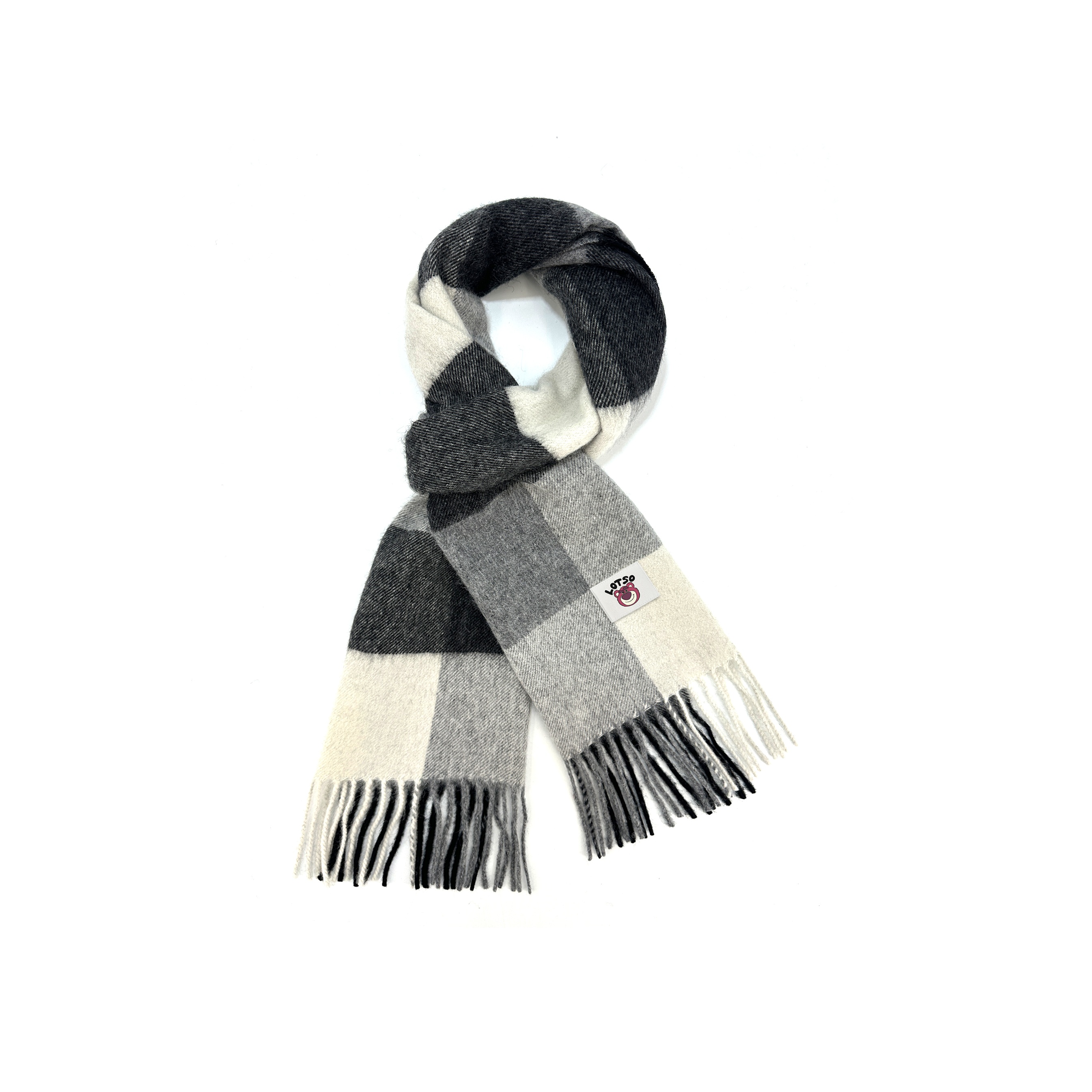 

Disney Лотсо вязаный шарф унисекс, Gray Black White Plaid