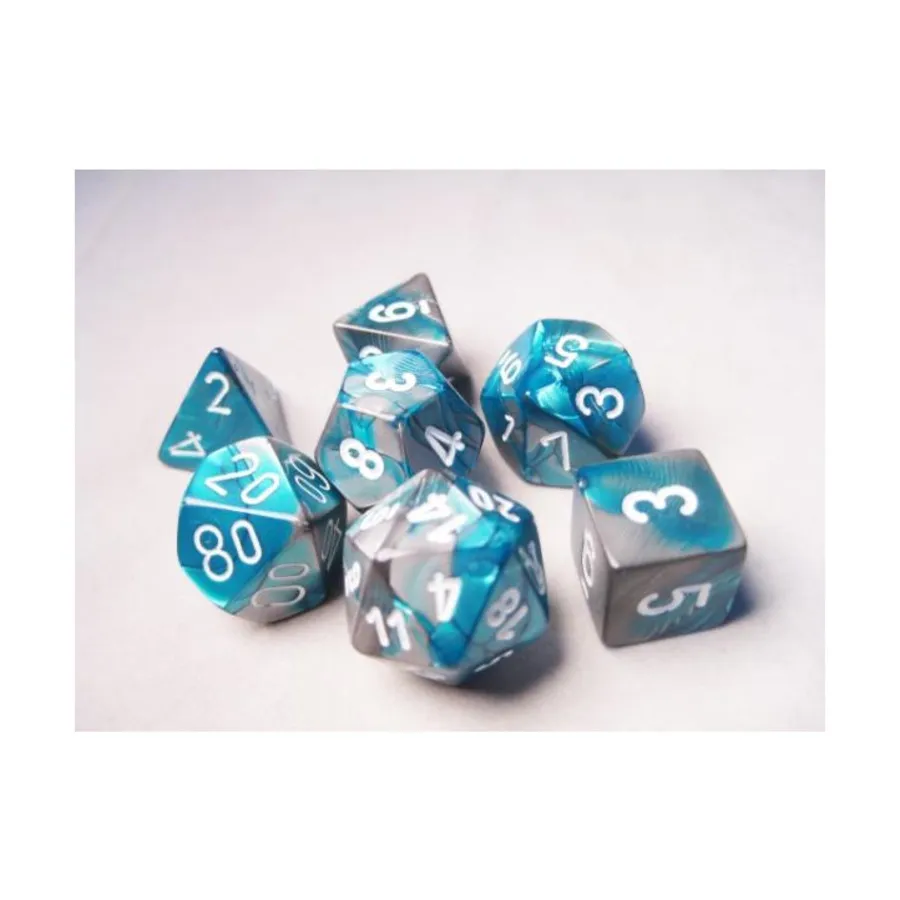 

Poly Set Сталь и бирюзовый с белым (7), Dice - Gemini - Poly Sets (Chessex)