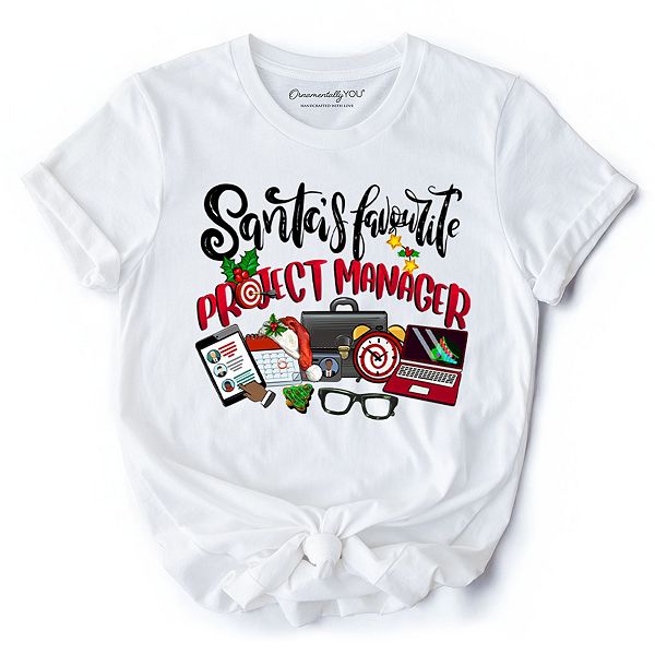 

Футболка Santa’s favorite project manager, праздничная офисная Ornamentallyyou