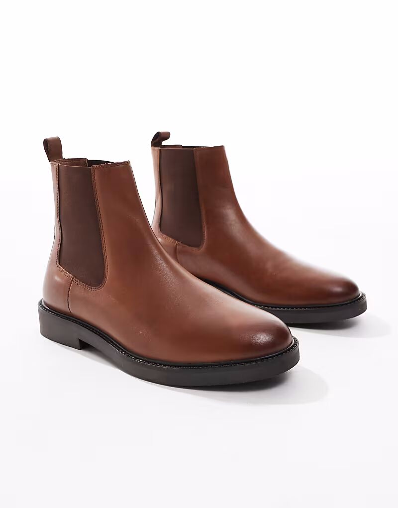 Ботинки челси из светло-коричневой кожи Asos Design — фото 4