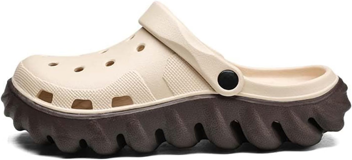 

Мужские удобные садовые сабо с толстой подошвой, дышащие, износостойкие, противоскользящие сандалии для пляжа, прогулок, дома и улицы Generic, коричневый