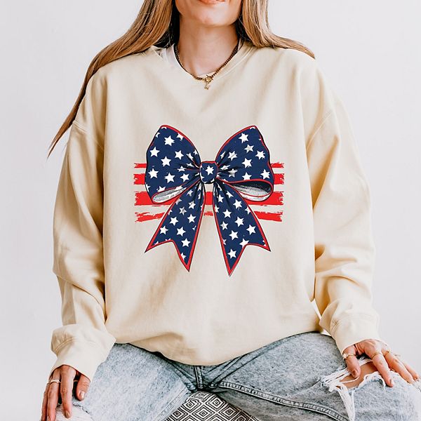 

Coquette patriotic bow - Женский легкий свитшот garment dyed Simply Sage Market, White