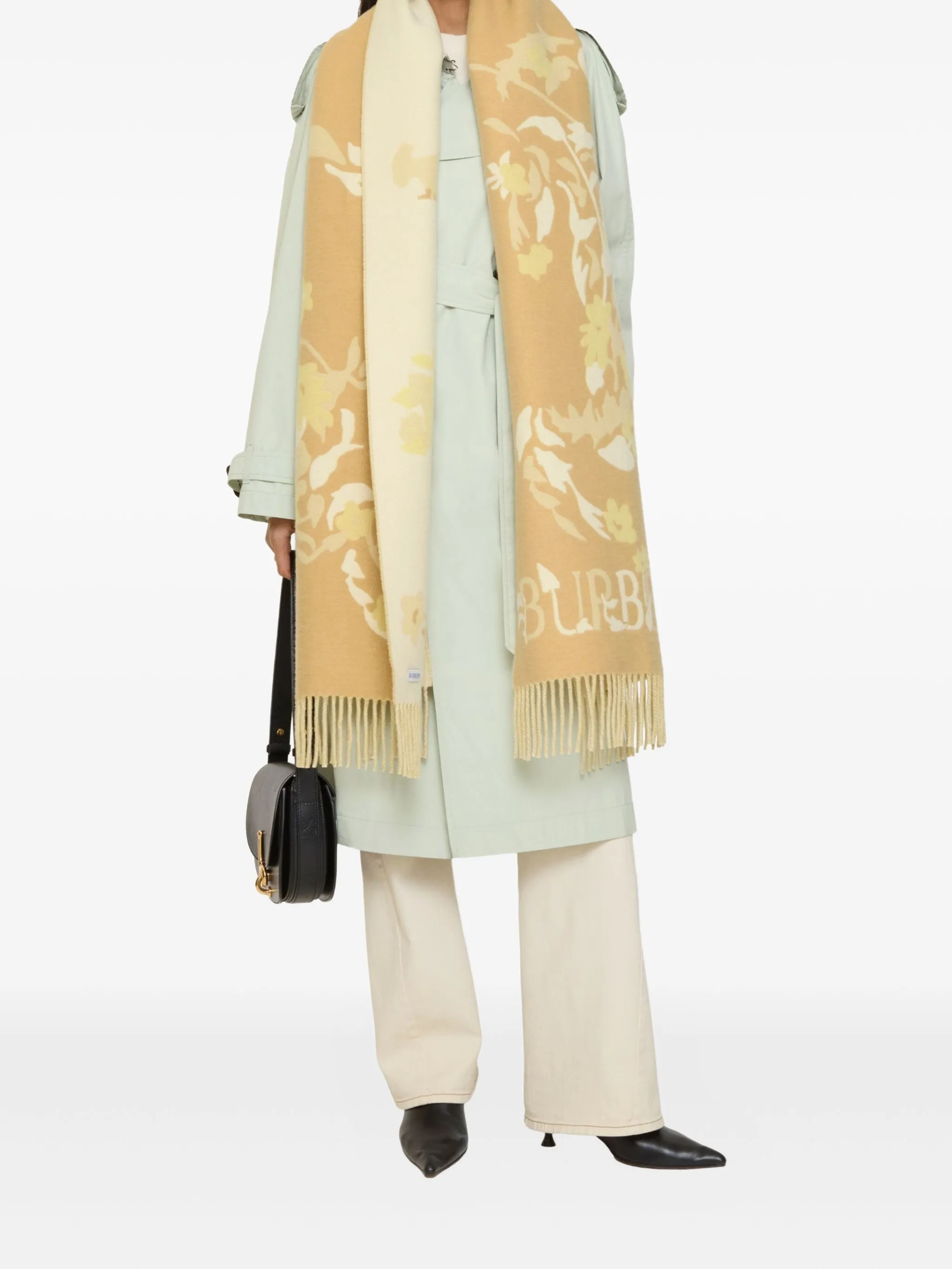 Цветочный шарф для Конного Рыцаря Burberry, бежевый — фото 3