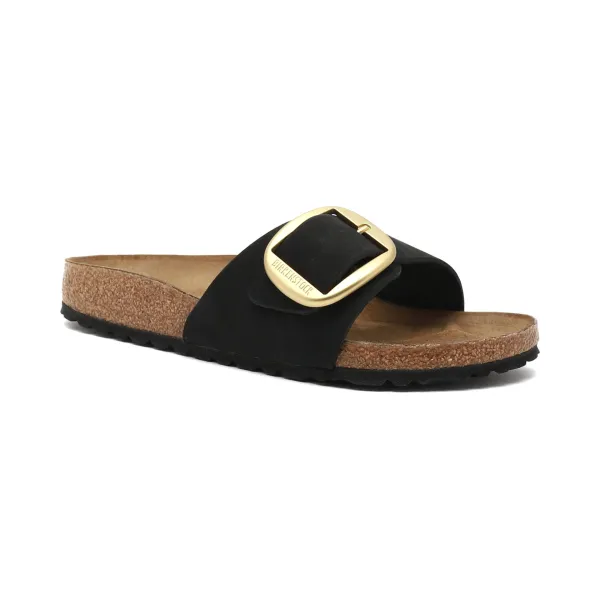 Кожаные тапочки Madrid с большой пряжкой Birkenstock, черный