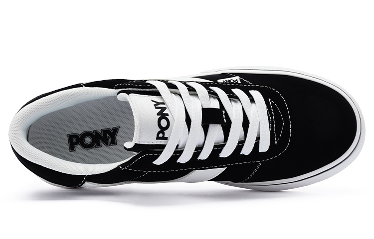 PONY SKATE Амортизирующие противоскользящие низкие скейтерские кроссовки унисекс черно-белые, цвет Black White — фото 3