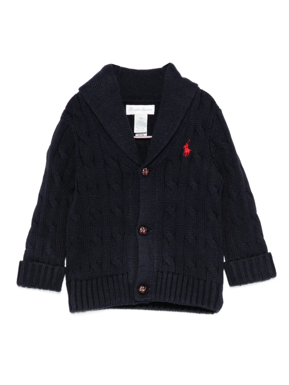 

Кардиган с шалевым воротником и вязкой в косы POLO RALPH LAUREN KIDS, синий