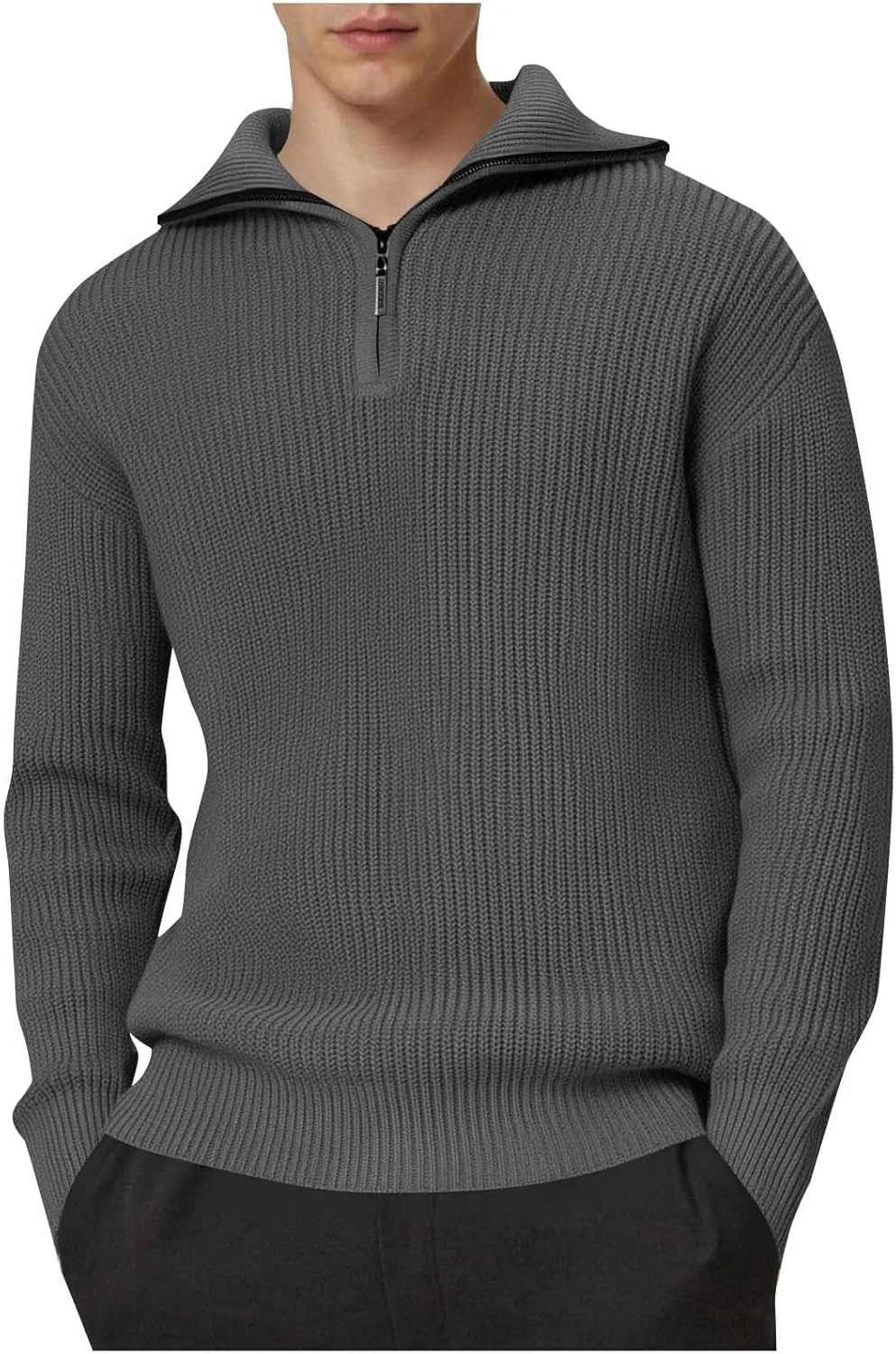 

Толстовка с молнией на четверть мужская, теплая, осень-зима, приталенная, с длинными рукавами, вязаная, с высоким воротом Mrmaere