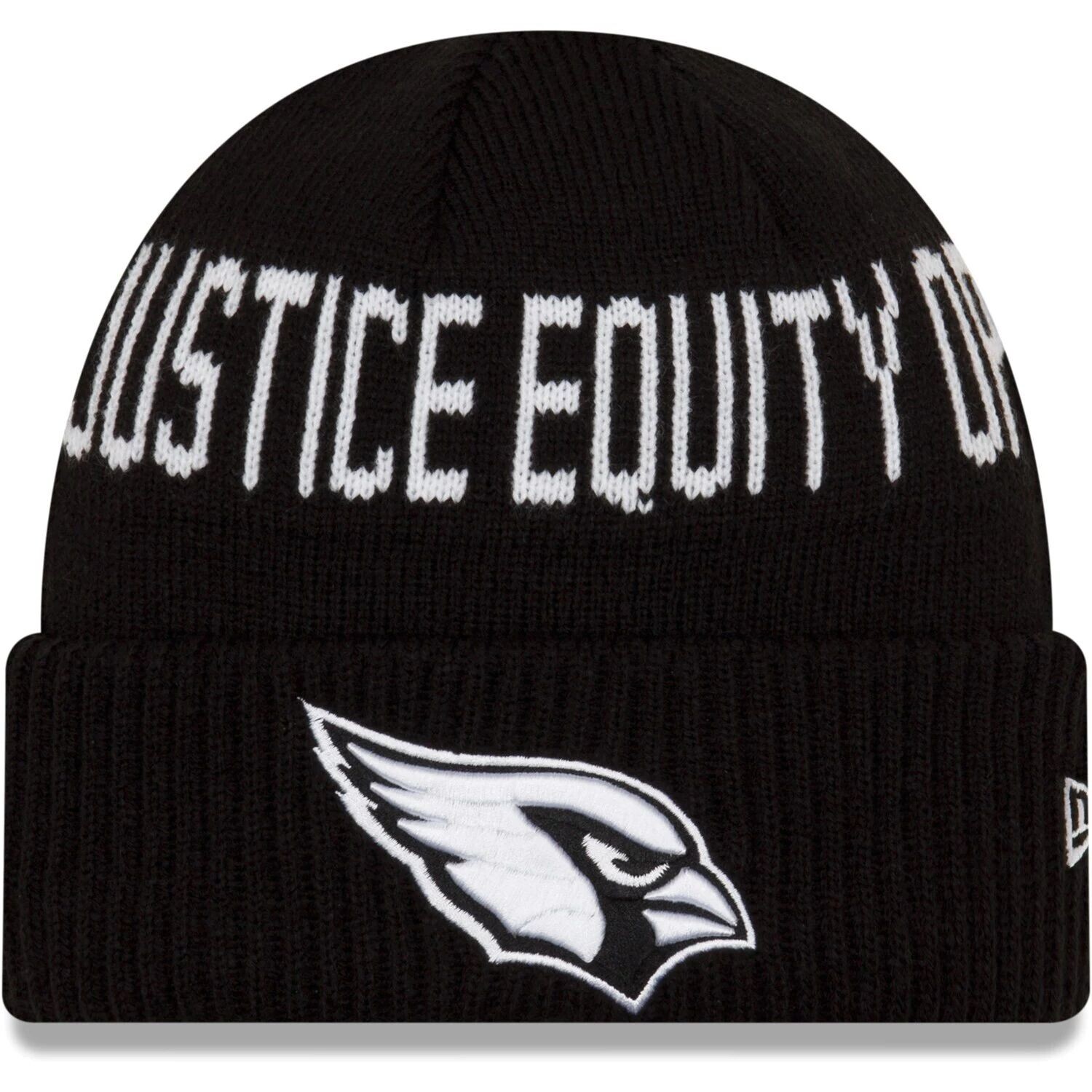 

Мужская черная вязаная шапка New Era Arizona Cardinals Team Social Justice с манжетами