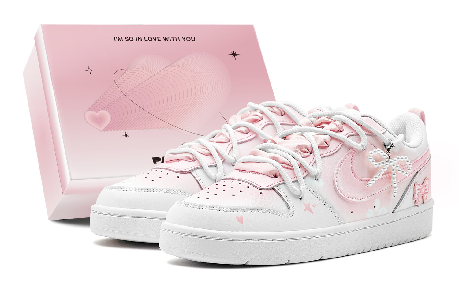 

Кроссовки Nike Court Borough Skateboard Shoes Women's Low-Top Pink White, Белый, Кроссовки Nike Court Borough Skateboard Shoes Women's Low-Top Pink White
