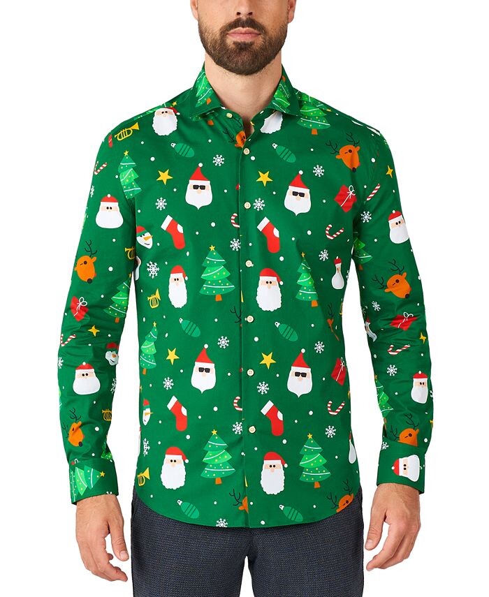 

Мужская зеленая праздничная рубашка с длинным рукавом OppoSuits, зеленый