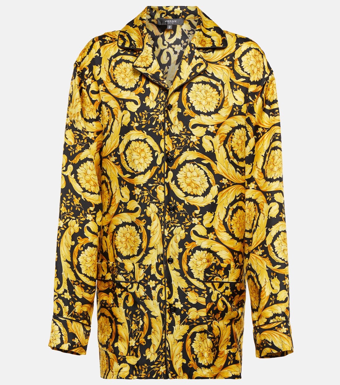 

Шелковая рубашка с принтом Versace, Black+Gold