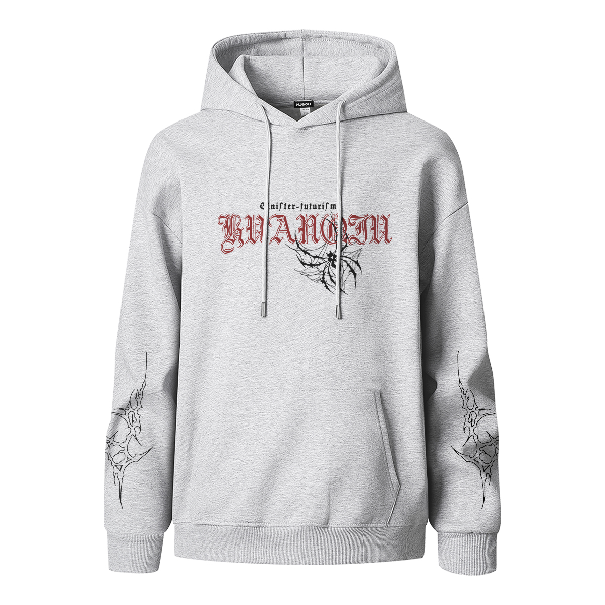 

Толстовка Unisex Hooded Moderate Heavyweight HUANQIU, белый heather серый