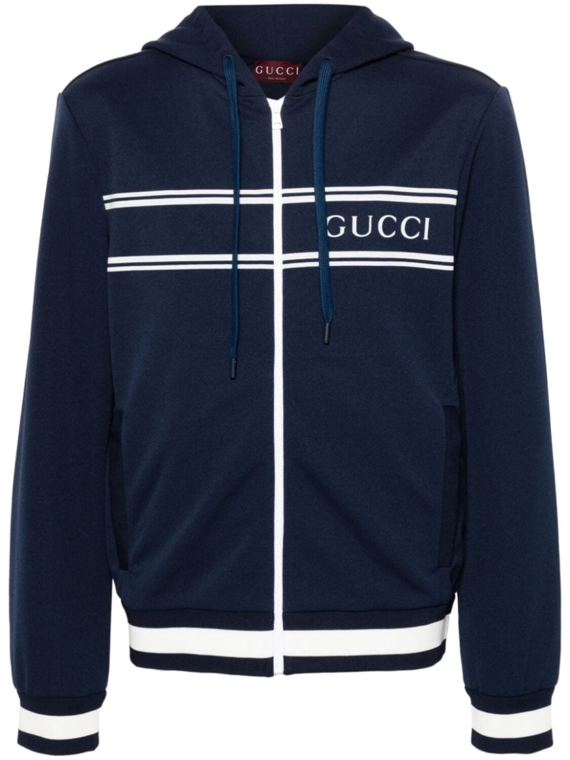 

Gucci худи на молнии с логотипом, синий