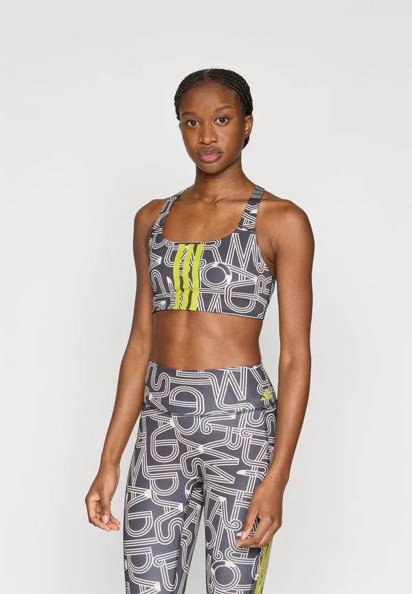 Спортивный бюстгальтер farm bra средней поддержки Adidas Performance, Black/Crystal Linen/Unity Lime