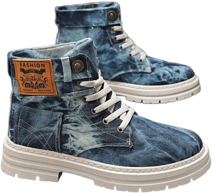 

Высокие походные ботинки для мужчин, противоскользящие, для улицы, из канвы, легкие мотоциклетные туфли для повседневной работы, прогулок и рыбалки Generic, темно-синий