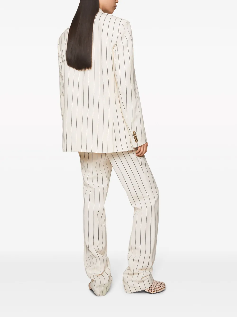 Однобортный пиджак в тонкую полоску STELLA MCCARTNEY, белый — фото 3