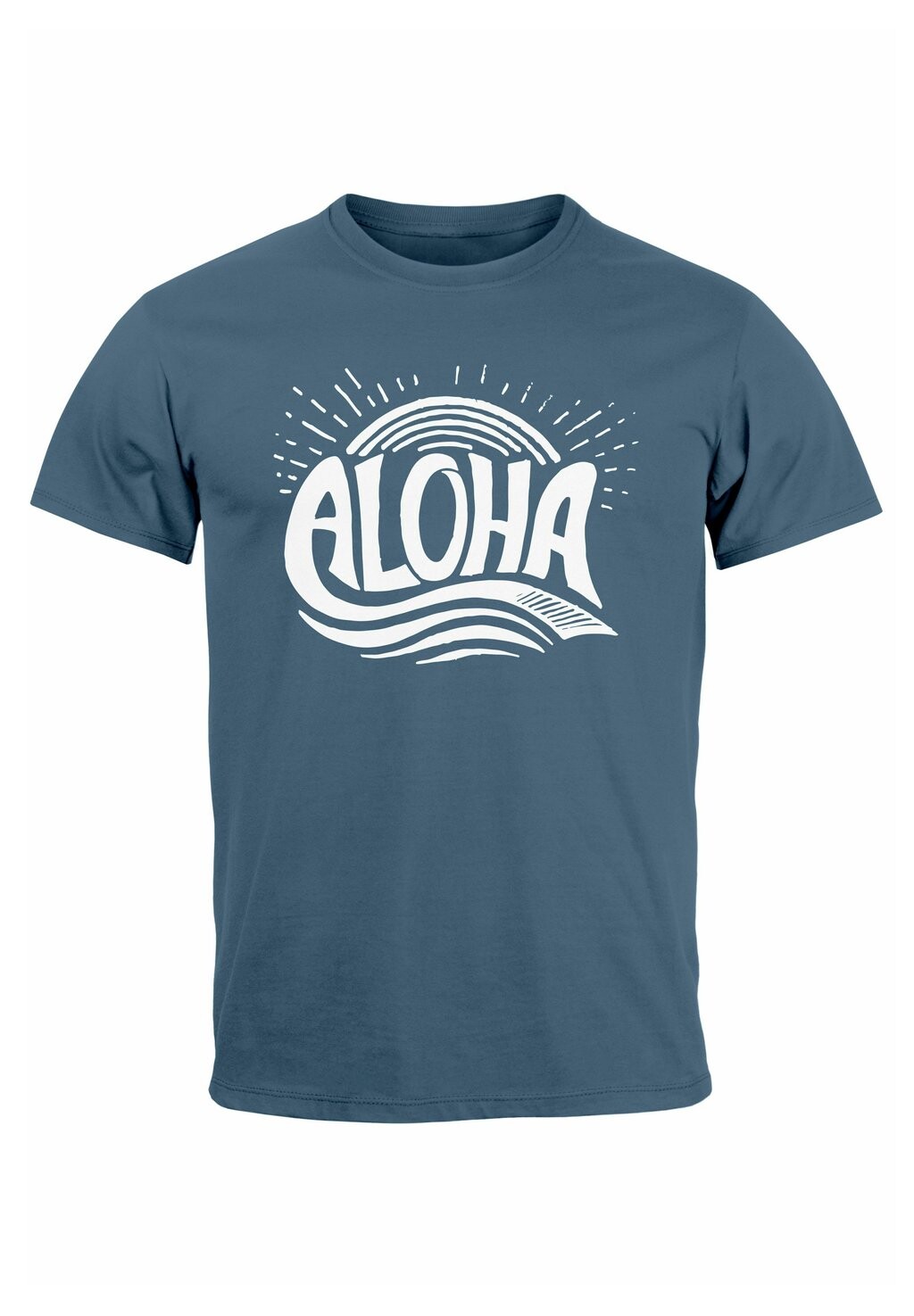 

Принт футболки Aloha Wellen Surfing Sommer Neverless, джинсовый синий