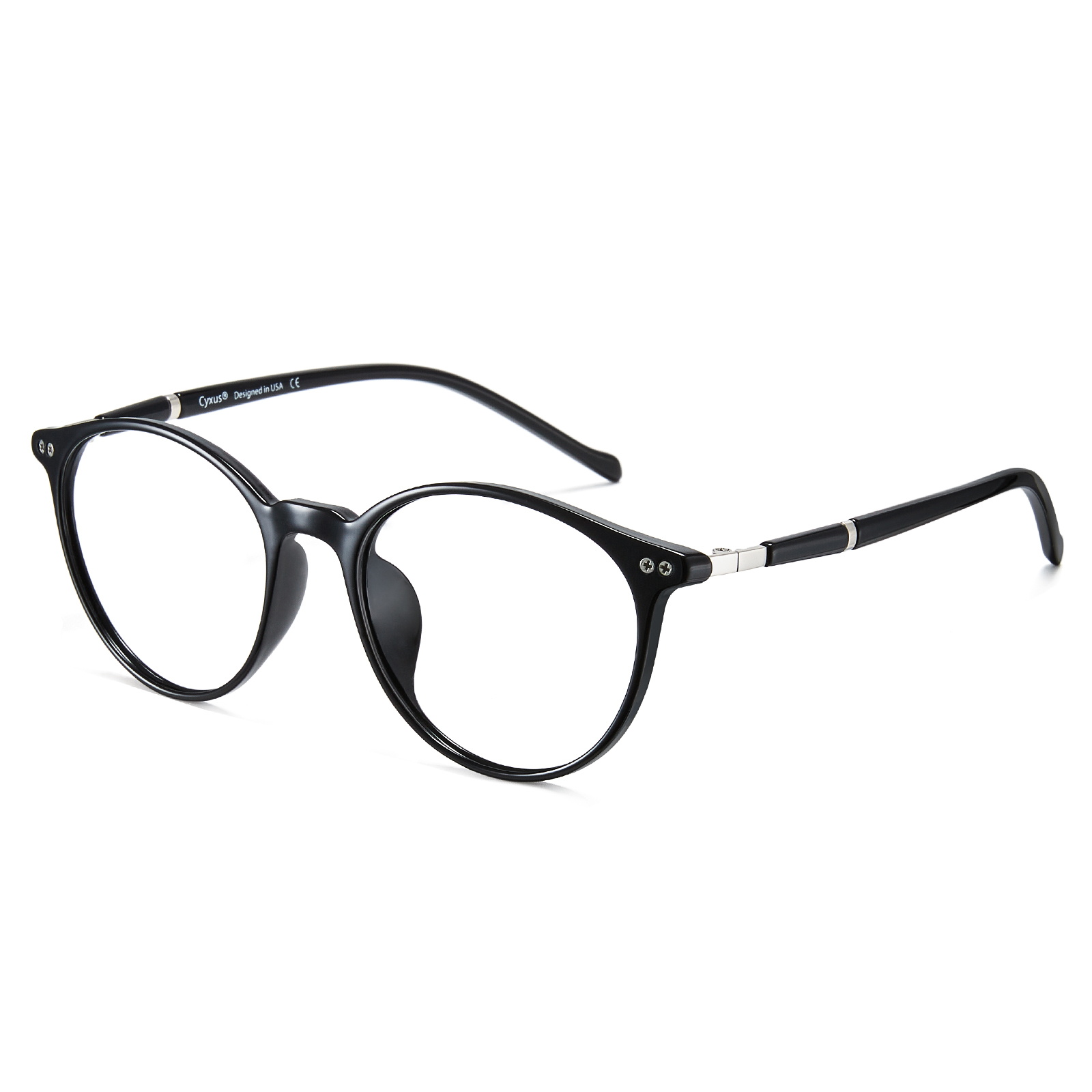 

CYXUS Пластиковая овальная оправа для очков унисекс, Glossy black T01