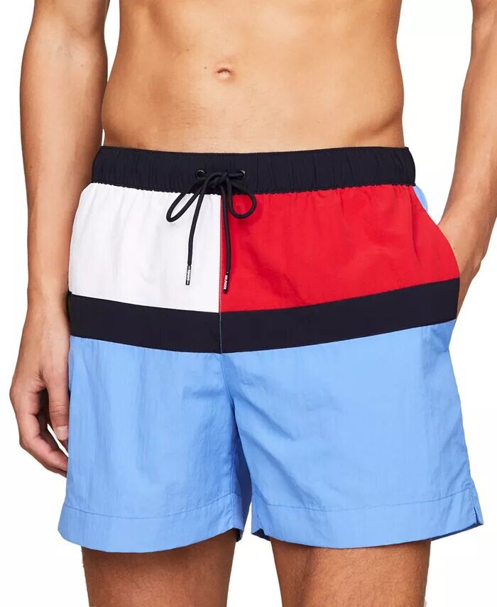 

Мужские плавки с длинным флагом на шнурке, 7 дюймов Tommy Hilfiger, синий