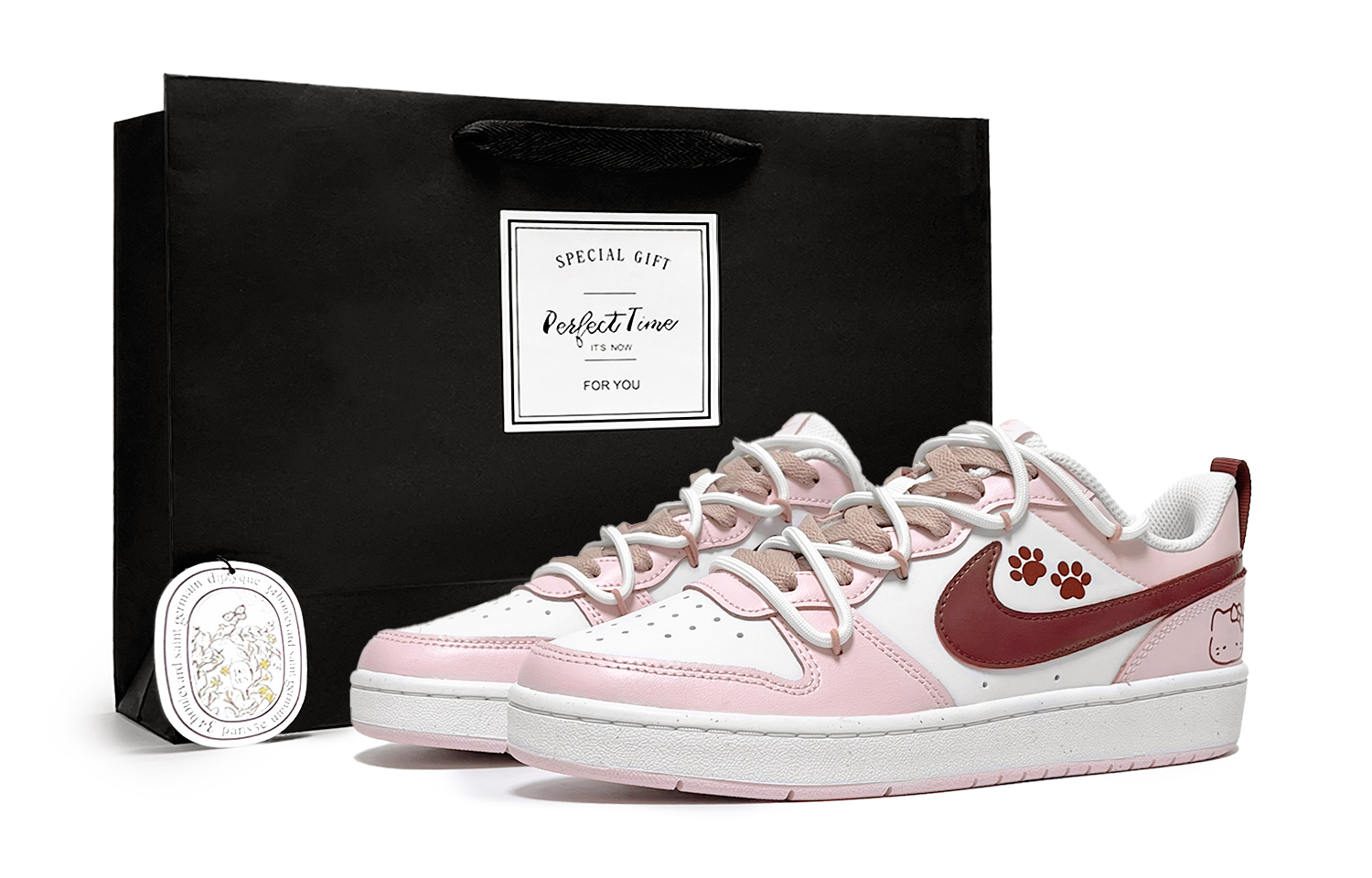 

Низкие детские кроссовки для скейтбординга Court Borough Cute Kitten для подростков Nike, розовый/коричневый