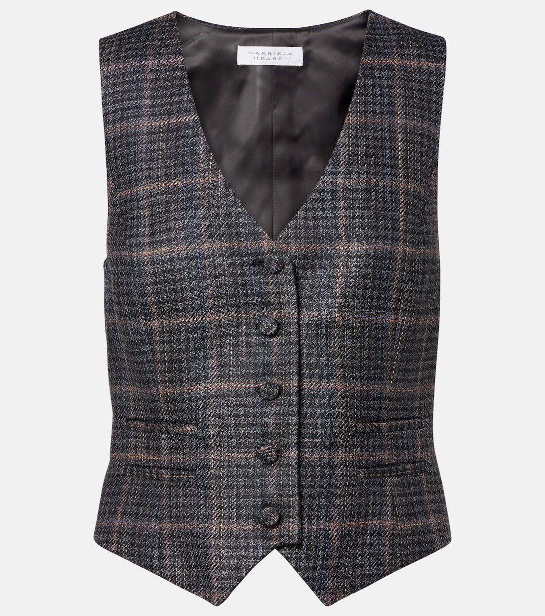 

Жилет из шерсти и шелка в клетку Coleridge Gabriela Hearst, Charcoal Multi