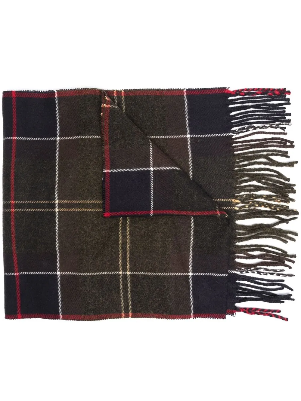 

Клетчатый шарф с бахромой Barbour, зеленый