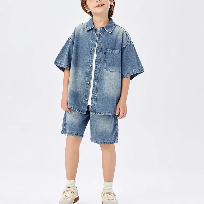 Детский спортивный костюм с отложным воротником Levis Lake Gray Blue — фото 4