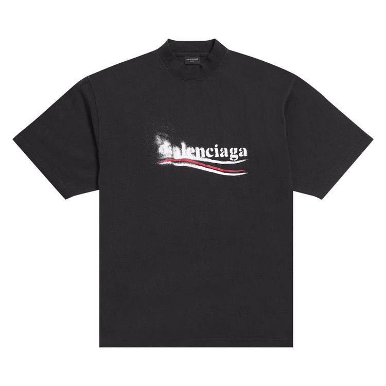 

Футболка Balenciaga Political Stencil T-Shirt 'Faded Black/White', черный