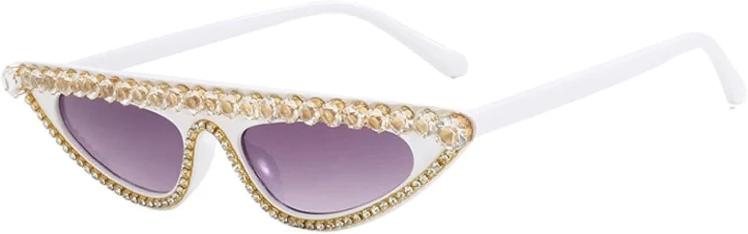 

Роскошные солнцезащитные очки в оправе со стразами для женщин и мужчин, модные, для летних путешествий и вечеринок, с защитой от УФ-излучения UV400 TKKTLLT, White Gradient Gray