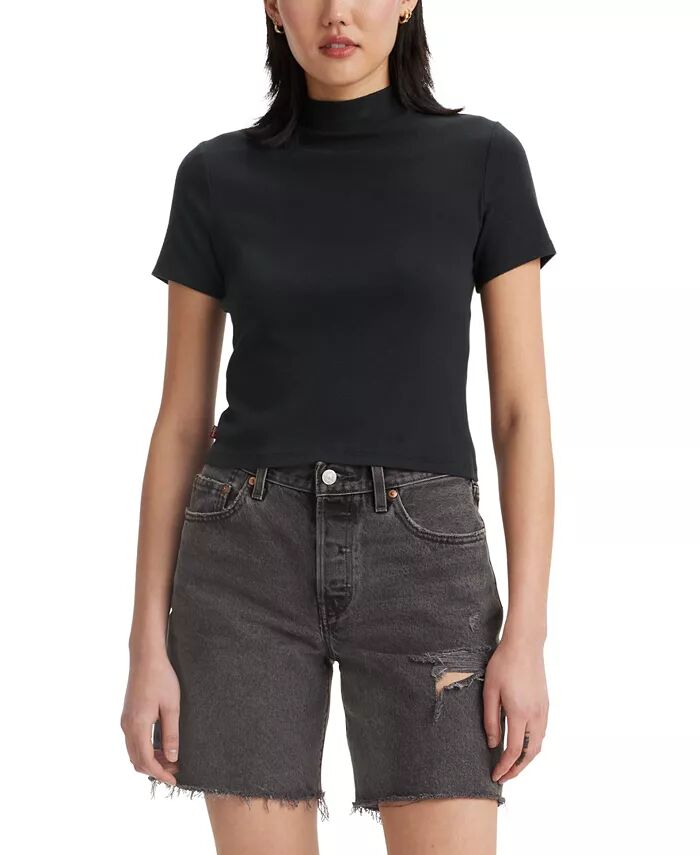 

Женская футболка Effortless с коротким рукавом и воротником-стойкой Levi's, черный