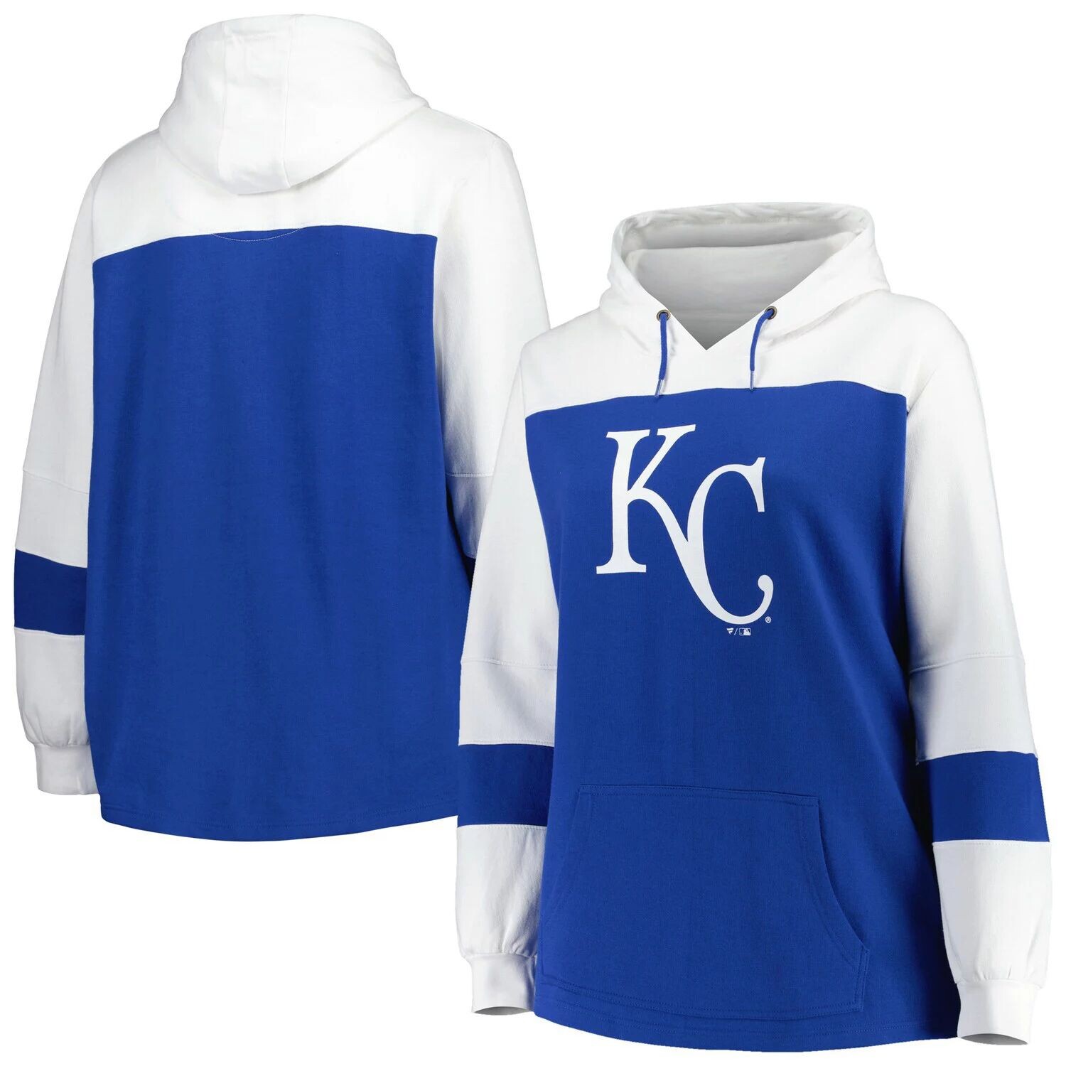 

Женский пуловер с капюшоном Royal Kansas City Royals размера плюс с цветными блоками
