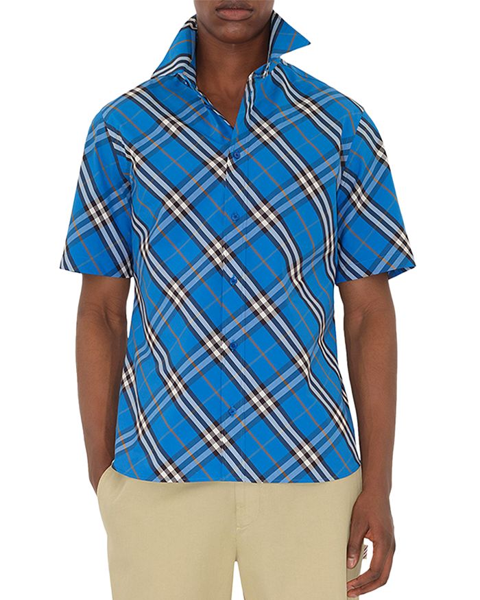 

M Robert Классическая клетчатая рубашка с коротким рукавом Burberry, синий