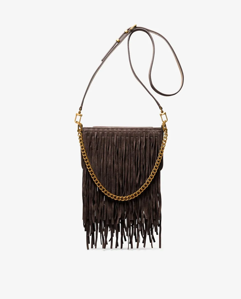 

Женская сумка через плечо Bryant небольшого размера из замши с бахромой Michael Michael Kors, шоколадный коричневый