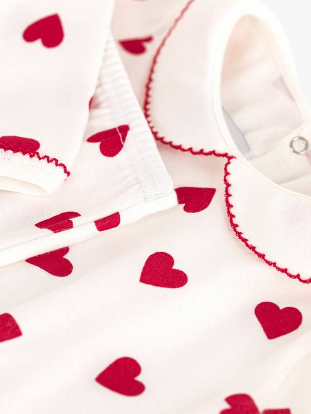 Детский пижамный комплект с принтом сердечек из хлопка Petit Bateau, Marshmallow/Terkuit — фото 4