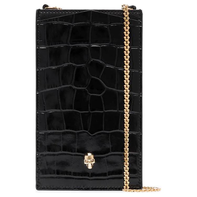 

Alexander McQueen Кожаный чехол для телефона женский черный