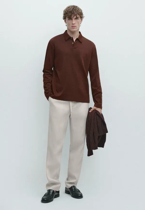 Брюки на резинке Massimo Dutti, бежевый — фото 2