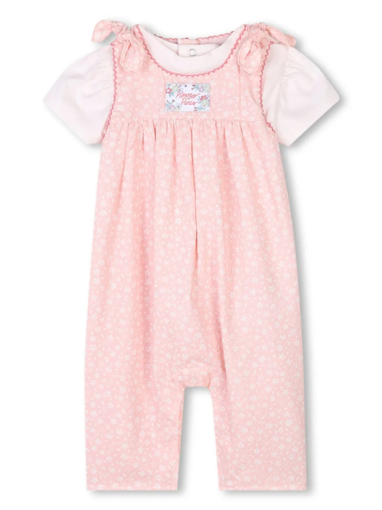 

Kenzo Kids комплект из комбинезона и футболки с цветочным принтом, розовый